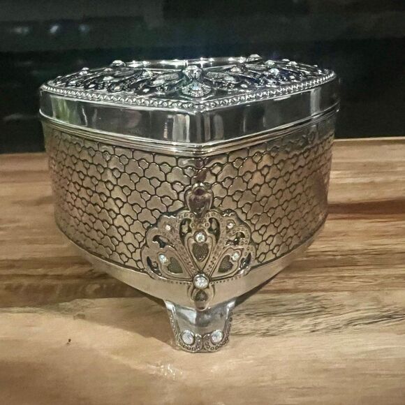 Things Remembered Swarovski Crystals Heart Shape Mirror Jewelry Trinket Box - Picture 3 of 9
